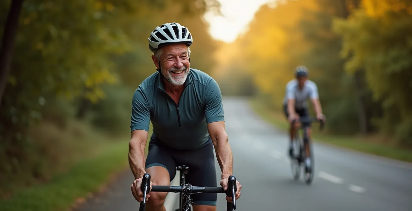 Erfahrener Radfahrer in entspannter Regenerationsphase