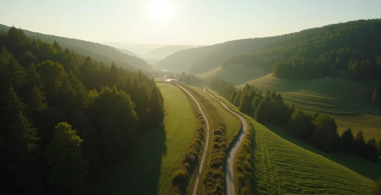 Topografische Karte mit markierten Fahrradrouten und Höhenprofilen