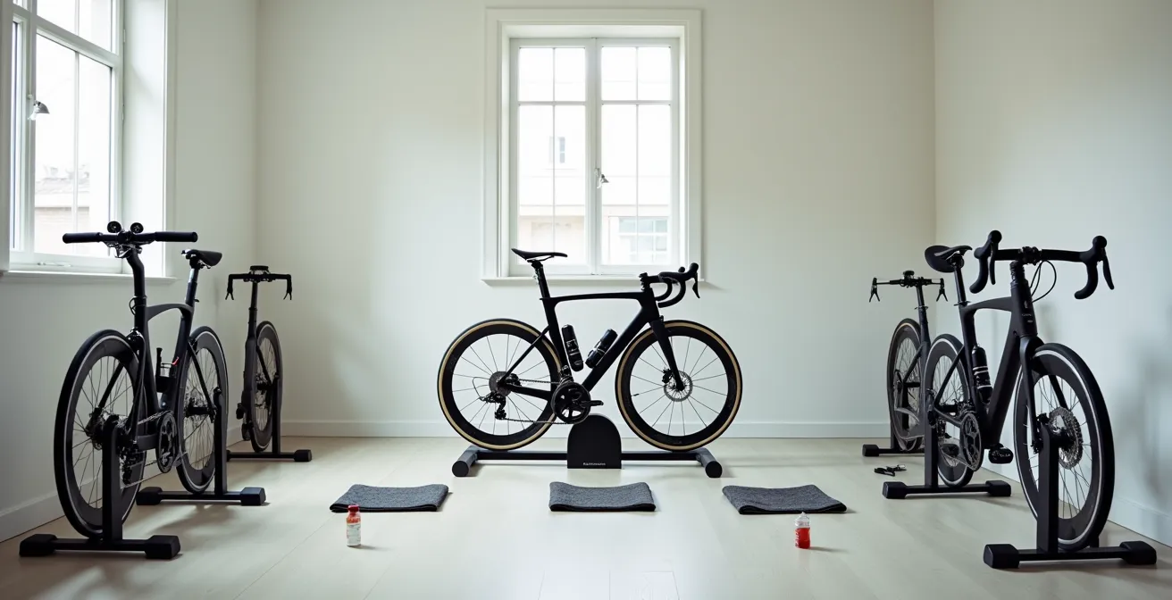 Smart-Trainer-Setup für FTP-Test mit optimaler Belüftung und Vorbereitung