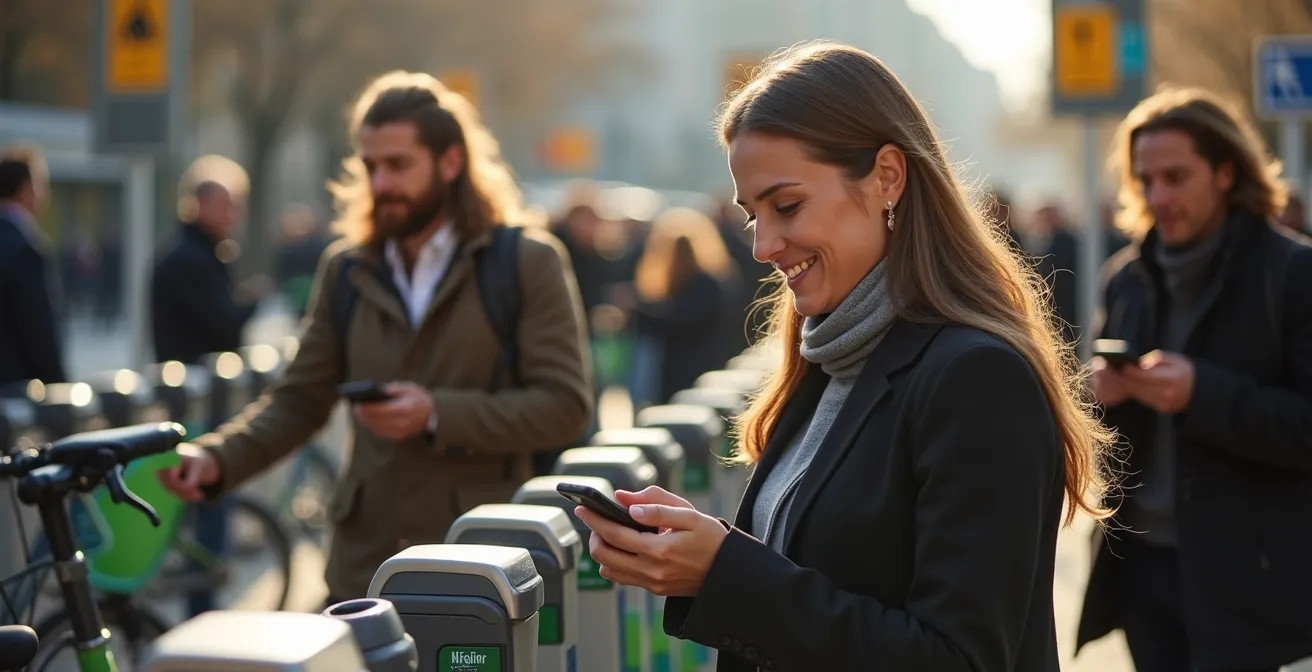 Fahrradstation in München mit verschiedenen Verfügbarkeitssituationen im Tagesverlauf