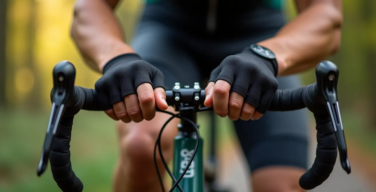 Radfahrer in mentaler Vorbereitung vor Trainingseinheit