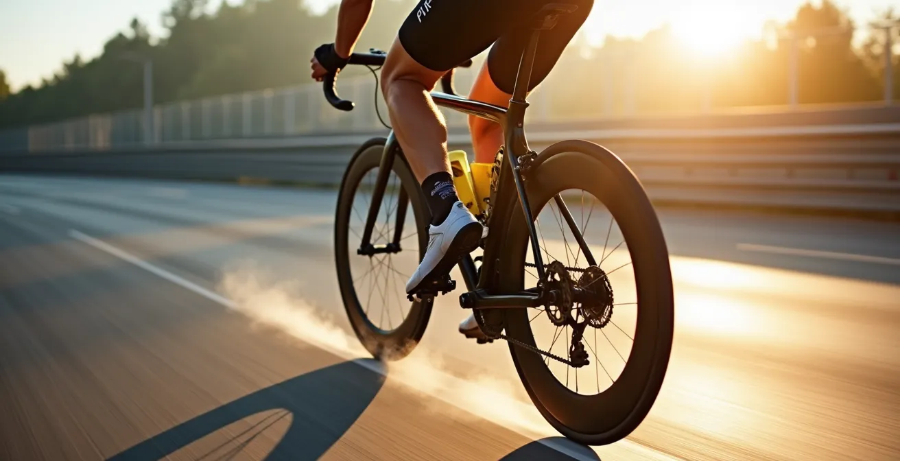 Nahaufnahme eines Powermeter-Displays während eines Sprints