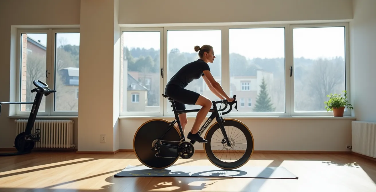 Detaillierte Darstellung von sechs essentiellen Dehnübungen für Radfahrer
