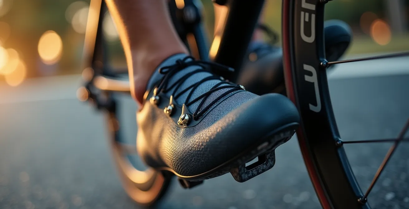 Nahaufnahme der Beinmuskulatur während der Zugphase beim Radfahren